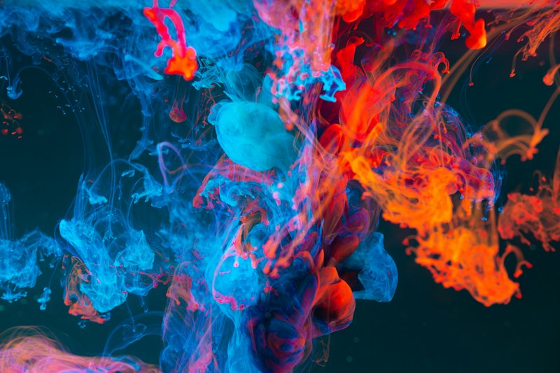 Colorful abstract paint flow as emotional texture